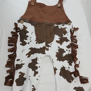 A&J Designs Baby Boy Cowboy Overalls Size 80/ 3-9 Months Rodeo Fringe Costume